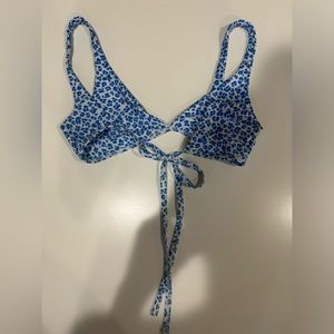 Blue cheetah print swimsuit top